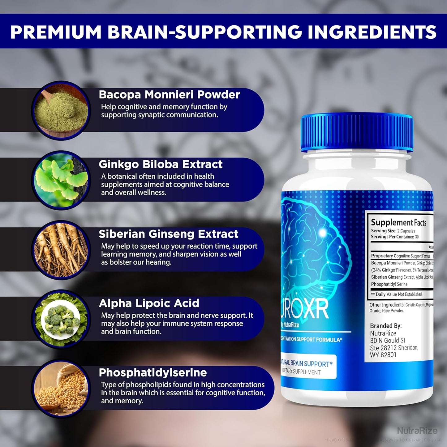 3 Pack of NutraRize NeuroXR Capsules - Premium Cognitive Health Supplement with All Natural Formula for Memory and Focus - 180 Capsules