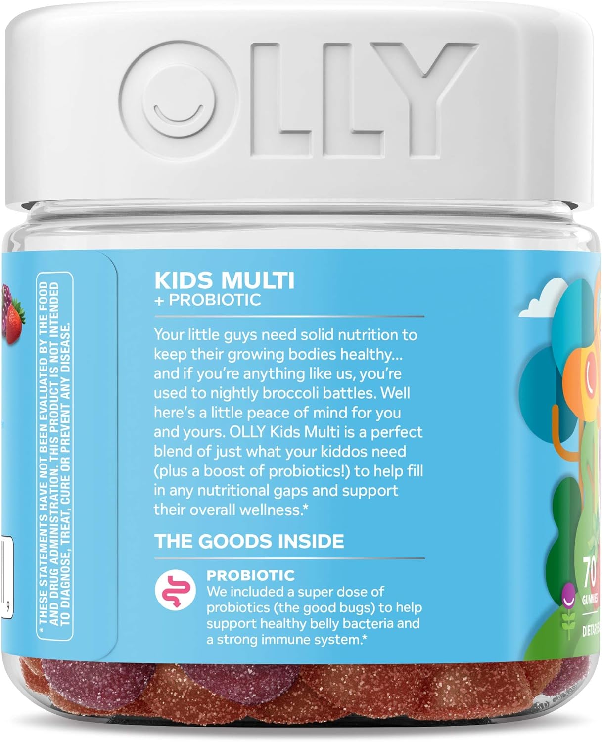 3 Pack of OLLY Kids Multivitamin + Probiotic Gummy Supplements, 70 Berry Flavored Chewables - Vitamins A, C, D, E, B, Zinc, Probiotics included