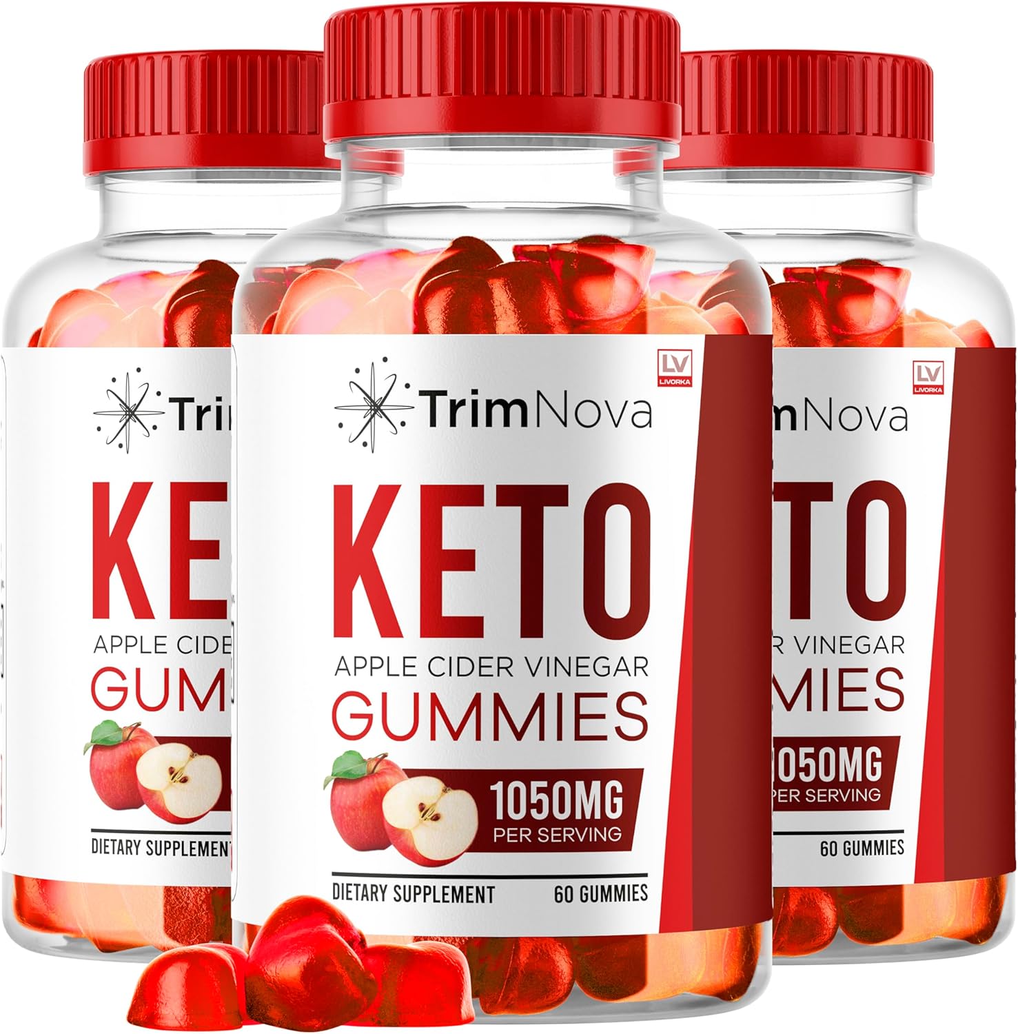 3 Pack of TrimNova Keto ACV Gummies - 1050MG Formula, 180 Gummies for 3 Months