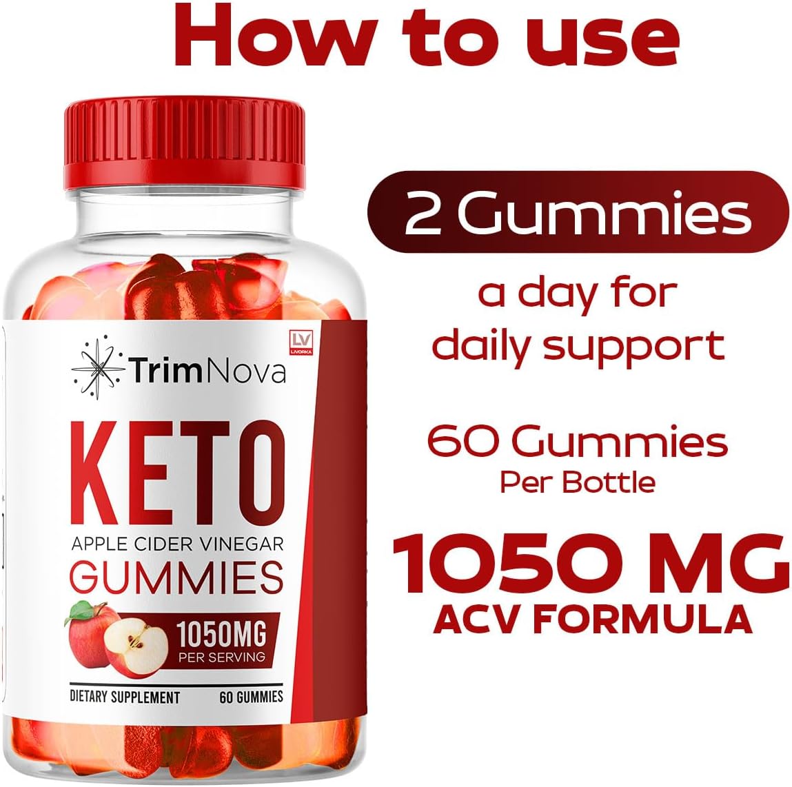 3 Pack of TrimNova Keto ACV Gummies - 1050MG Formula, 180 Gummies for 3 Months