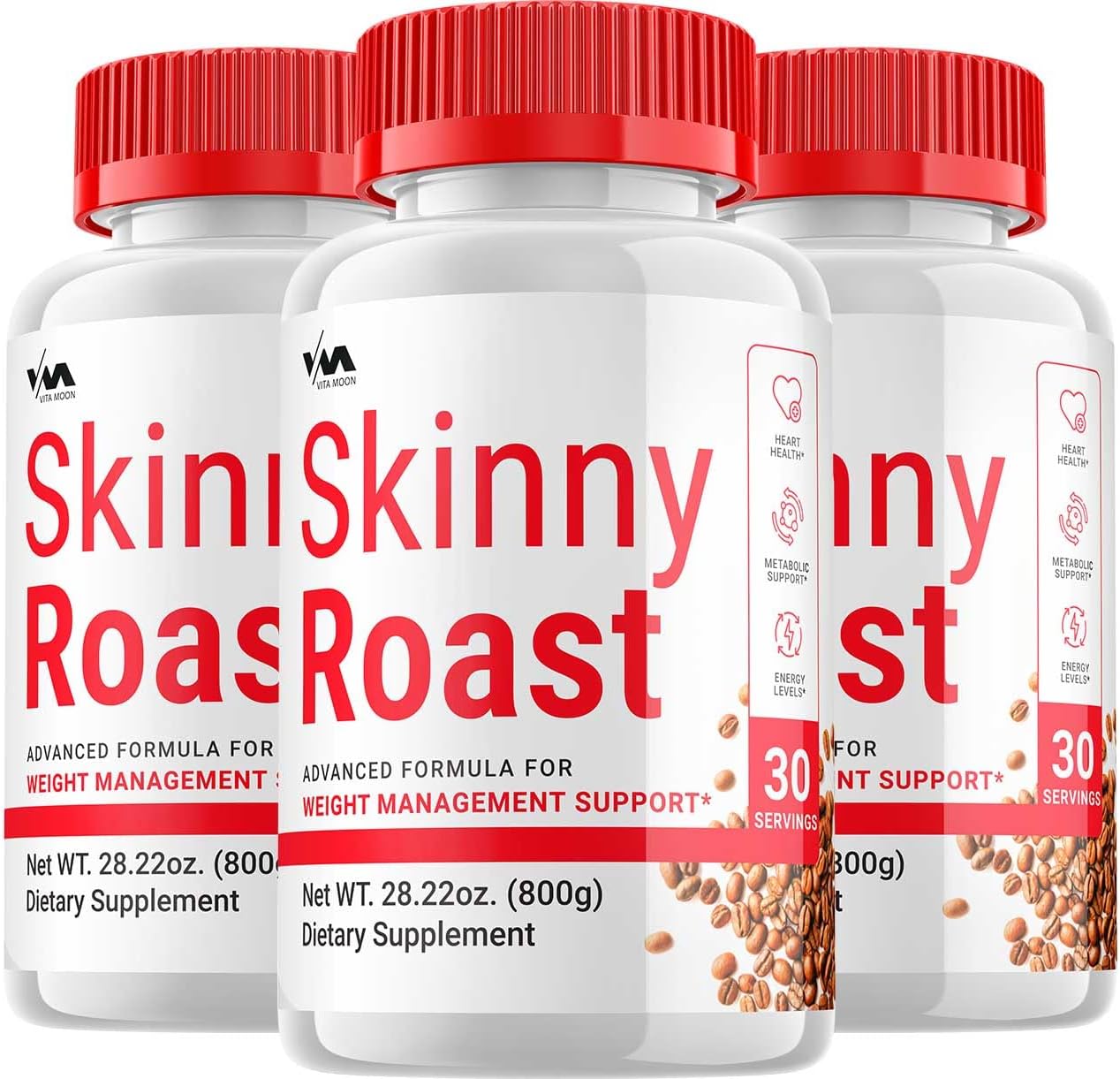 3 Pack of Vitamoon SkinnyRoast Supplement Capsules - Advanced Formula for Maximum Strength and Wellness, 180 Capsules