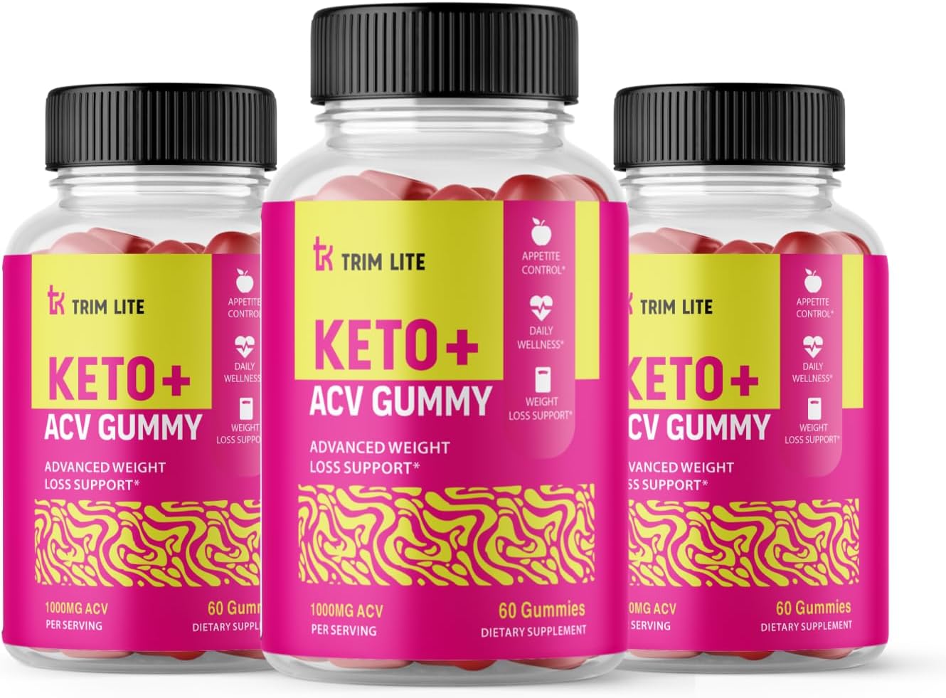 3 Pack of Zonata KetonesLiteTrim Gummies with Lite Keto Apple Cider Vinegar - 180 Count, Reviews Included