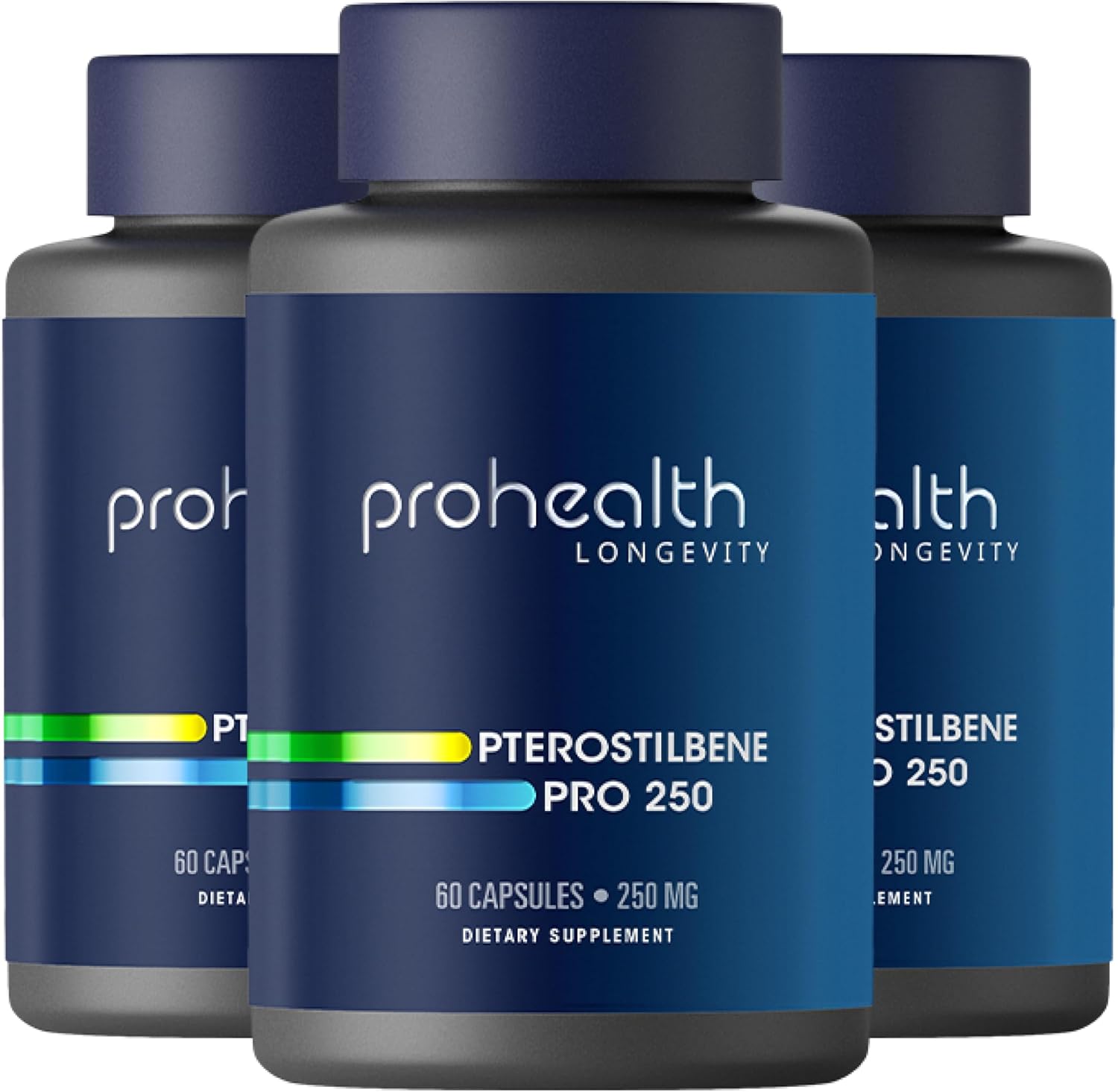 3 Pack ProHealth Pterostilbene Supplements - 250mg, 60 Capsules per Bottle - Antioxidant for Heart & Brain Health - Activates Longevity Genes - Third-Party Tested