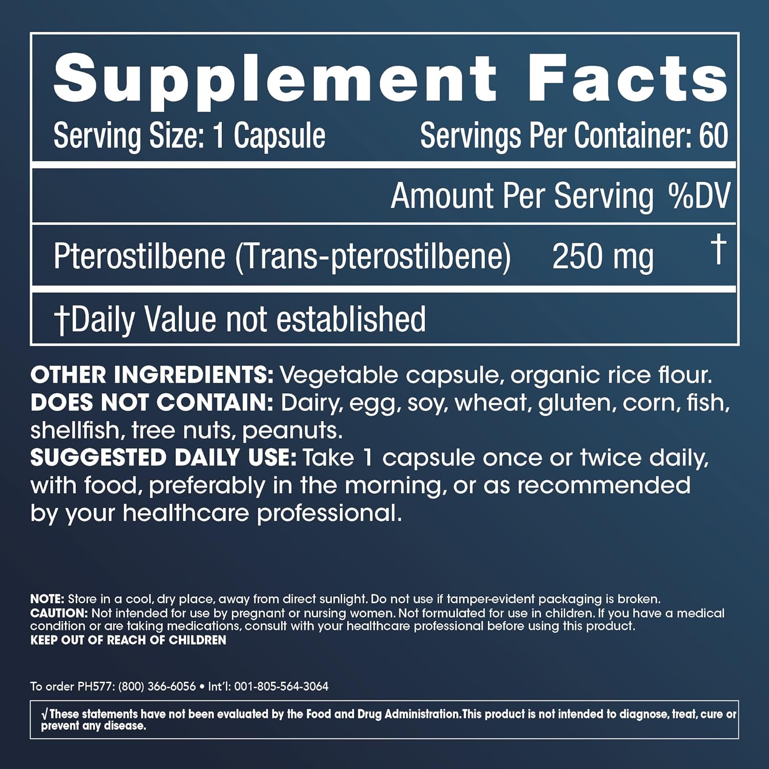 3 Pack ProHealth Pterostilbene Supplements - 250mg, 60 Capsules per Bottle - Antioxidant for Heart & Brain Health - Activates Longevity Genes - Third-Party Tested