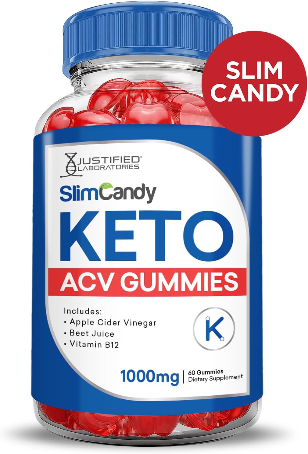 3 Pack SlimCandy Keto ACV Gummies 1000MG - Apple Cider Vinegar with Pomegranate & Beet Juice - Vegan Non GMO - 180 Gummys
