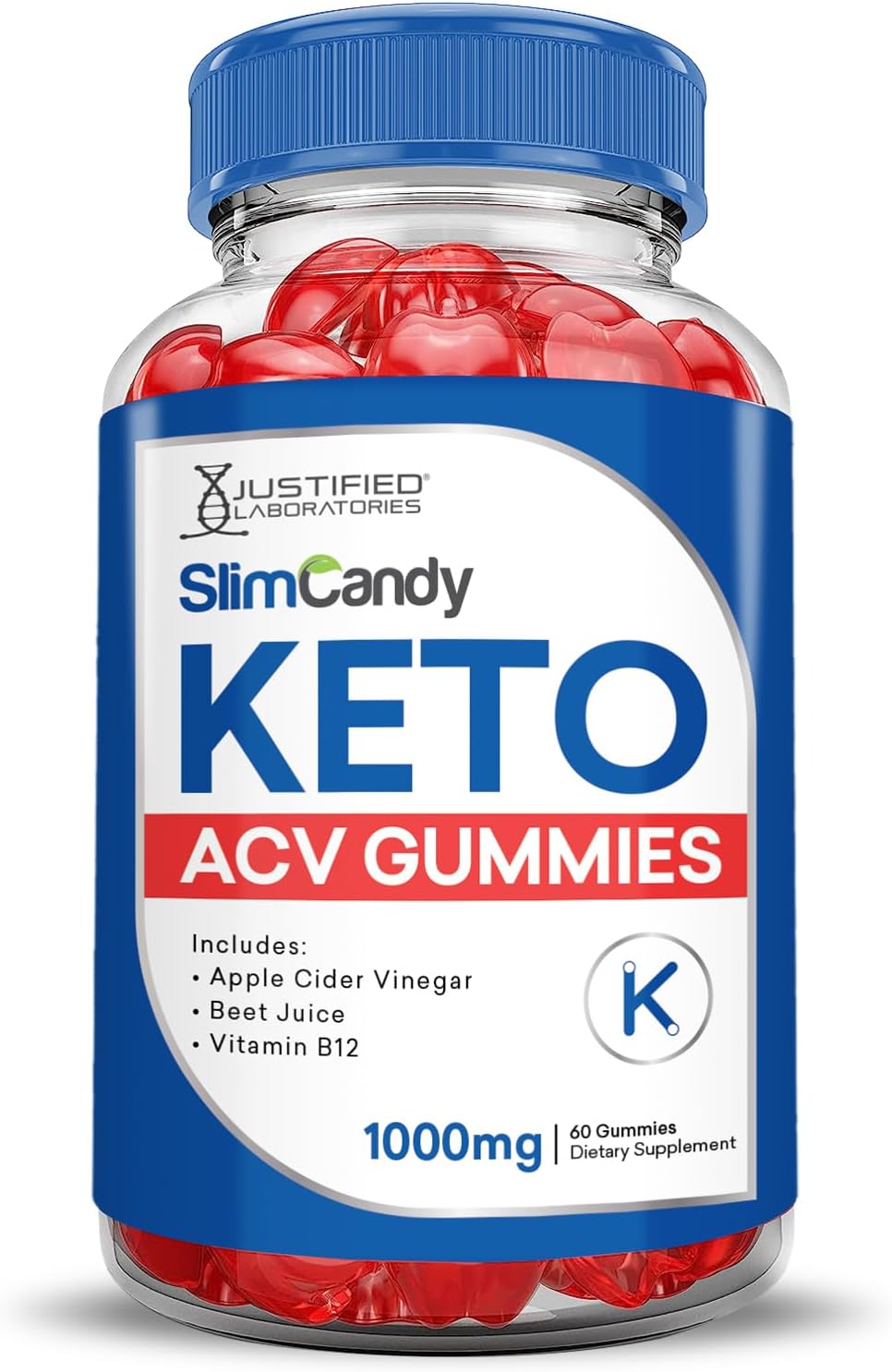 3 Pack SlimCandy Keto ACV Gummies 1000MG - Apple Cider Vinegar with Pomegranate & Beet Juice - Vegan Non GMO - 180 Gummys