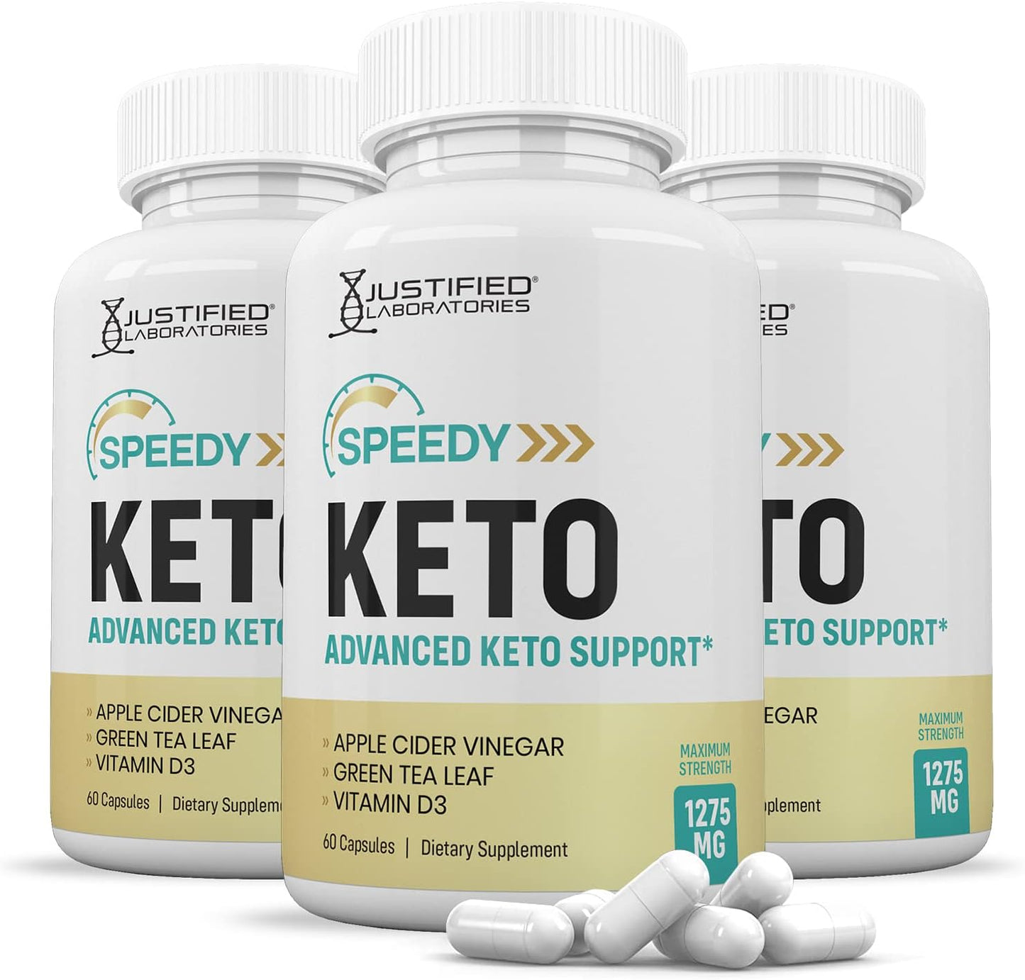 3 Pack Speedy Keto ACV Pills 1275MG Apple Cider Vinegar Blend 180 Capsules - Keto Support Formula by Justified Labs