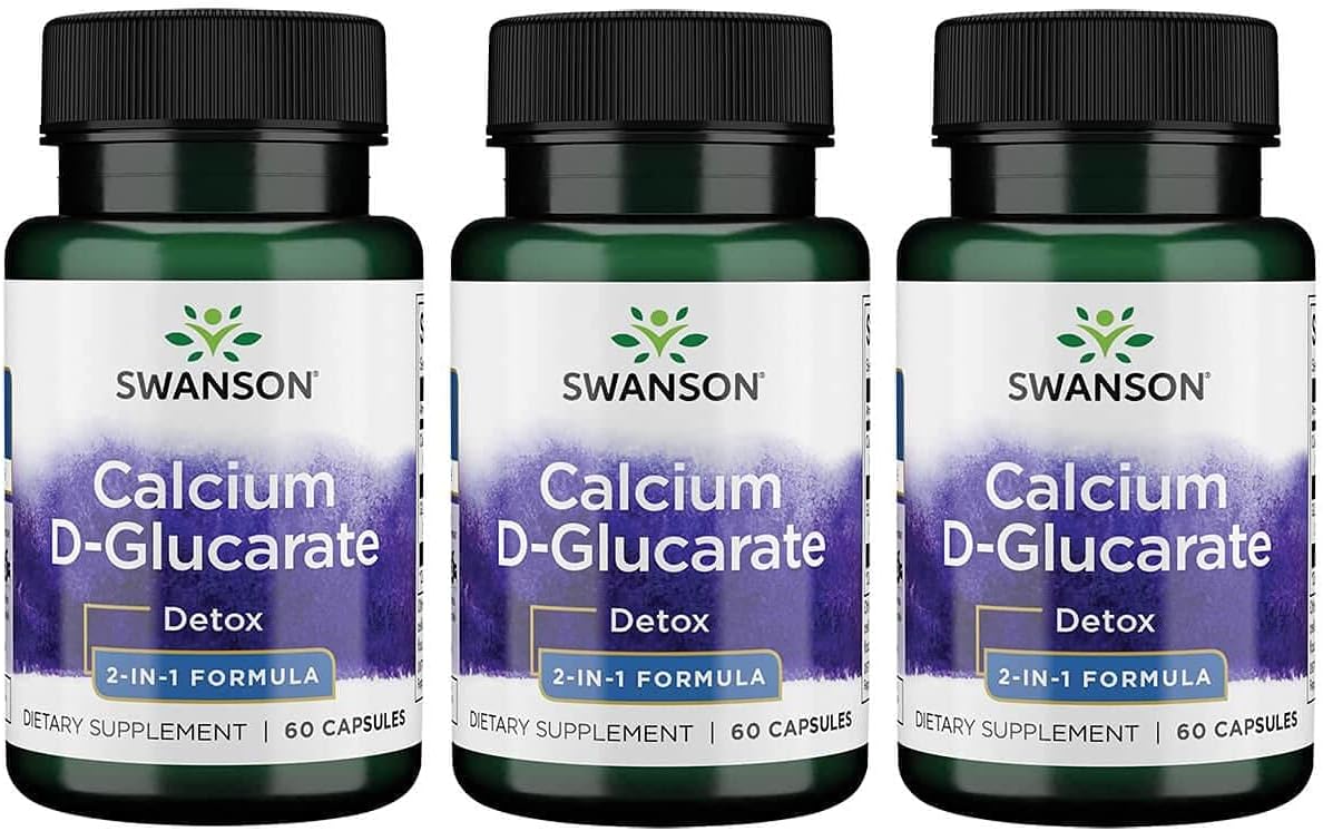 3 Pack Swanson Calcium D-Glucarate 250mg 60 Capsules - Bone Health & Detox Support Supplement