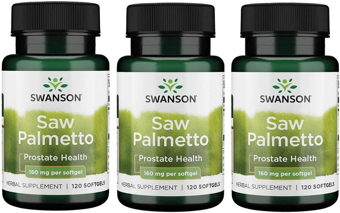 3 Pack Swanson Saw Palmetto 160mg Sgels for Men's Prostate & Urinary Health