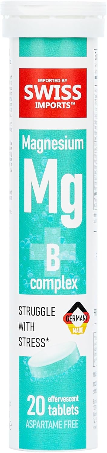 3-Pack Swiss Imports Effervescent Magnesium + B Complex Dietary Supplement with 60 Tablets