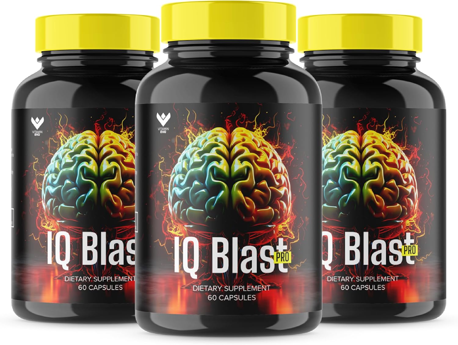 3 Pack Vitamin Evo IQ Blast Pro Supplement for Optimal Cognitive Function - Brain Booster Nootropic Capsules - Reduce Brain Fog, Clarity, Focus, and Memory - 180 Ct