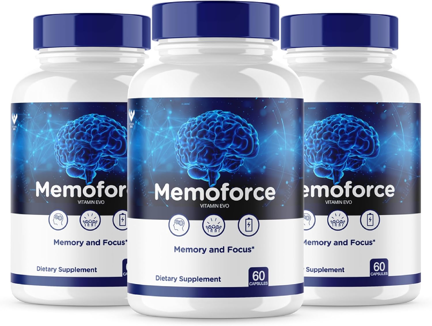 3 Pack Vitamin Evo Memoforce Cognitive Health Supplement (180 Caps) - Advanced Formula for Memory and Brain Support