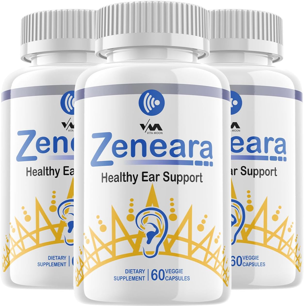 3 Pack Vitamoon Zeneara Capsules for Healthy Ear Support and Hearing Health, Advanced Formula with 180 Capsules