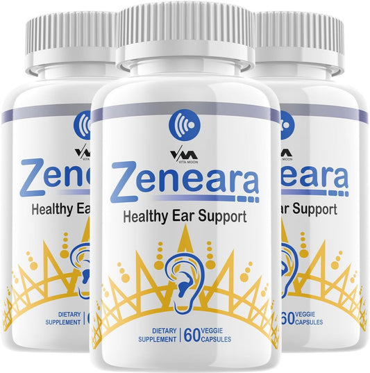 3 Pack Vitamoon Zeneara Capsules for Healthy Ear Support and Hearing Health, Advanced Formula with 180 Capsules