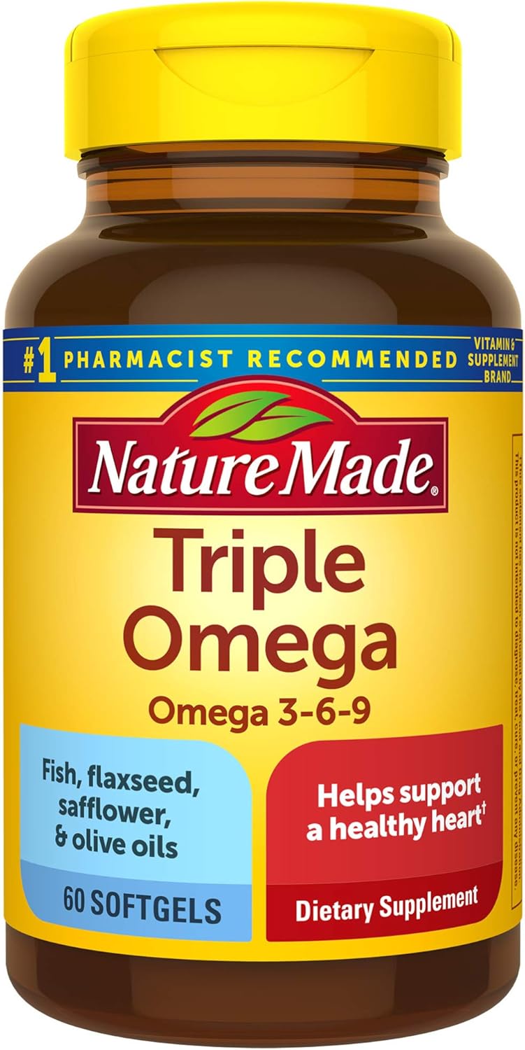 3 Packs of Nature Made Triple Omega 3-6-9 Softgels for Heart Health - 60 Count Omega Supplement