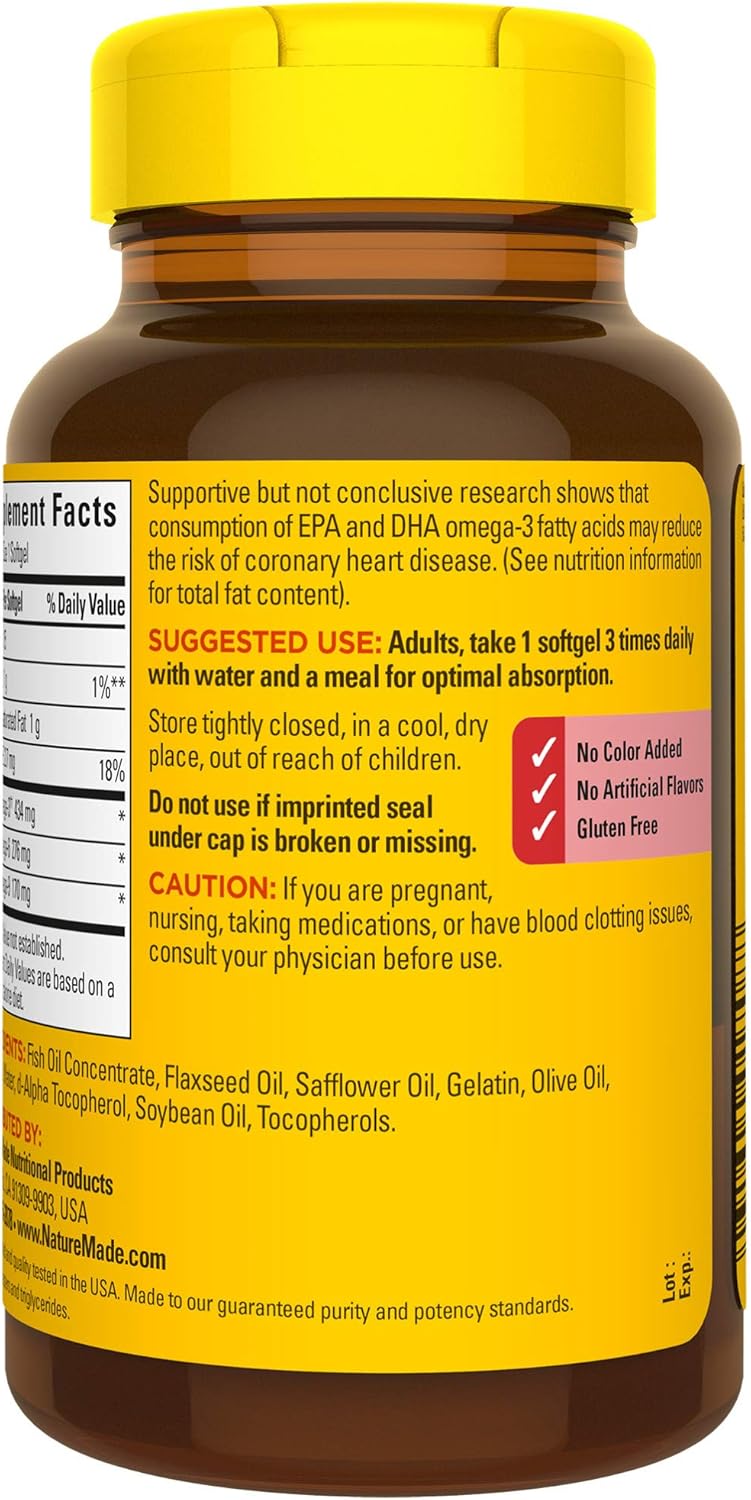 3 Packs of Nature Made Triple Omega 3-6-9 Softgels for Heart Health - 60 Count Omega Supplement