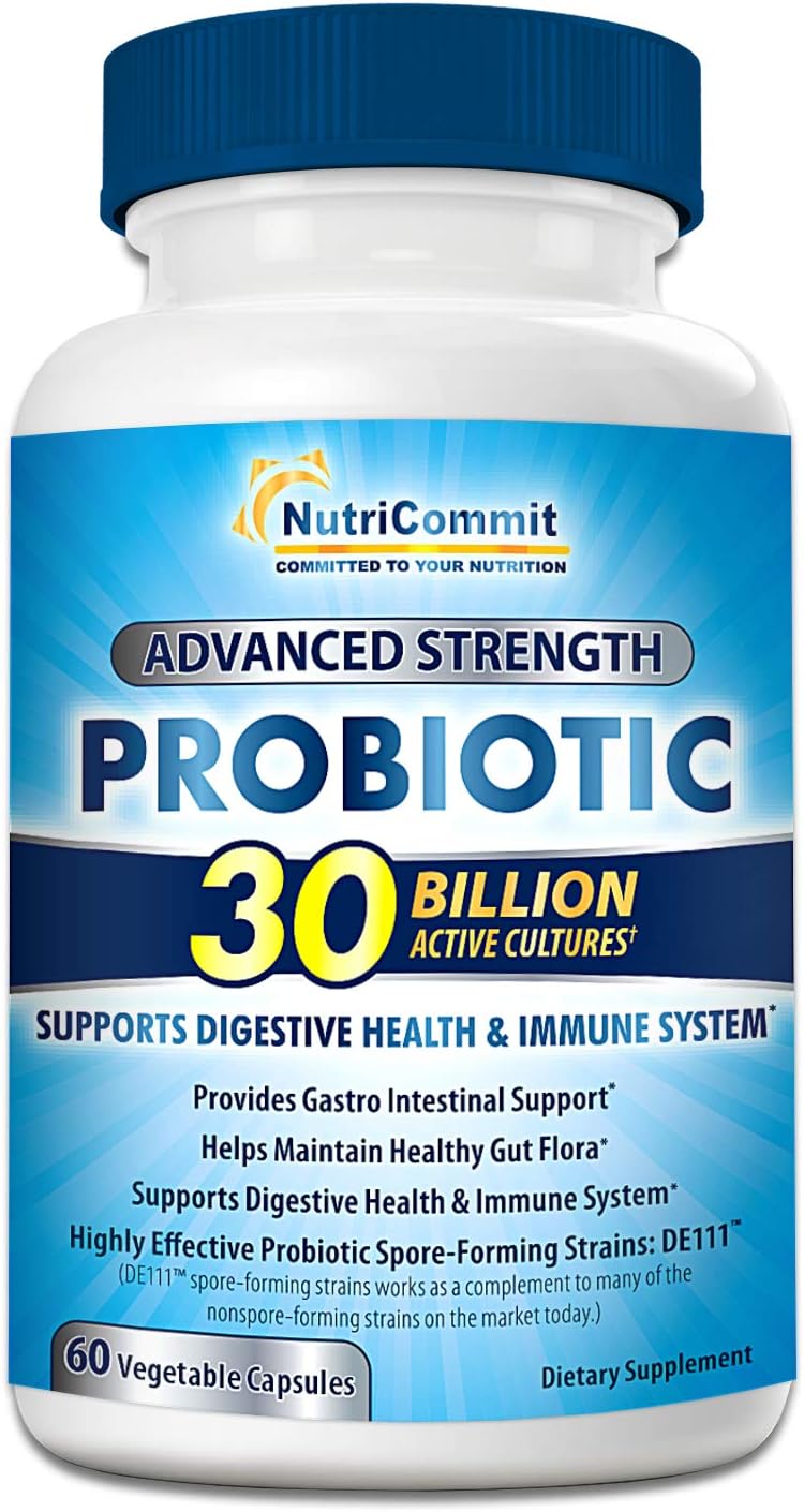 30 Billion Probiotics Supplement with 10 Rare Strains for Immune & Digestive Health - NutriCommit (1 Daily)