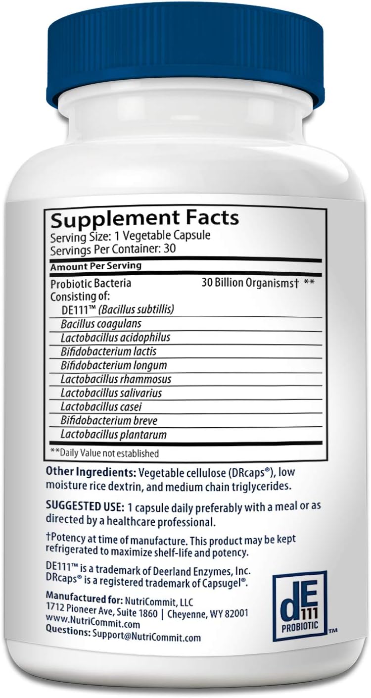 30 Billion Probiotics Supplement with 10 Rare Strains for Immune & Digestive Health - NutriCommit (1 Daily)