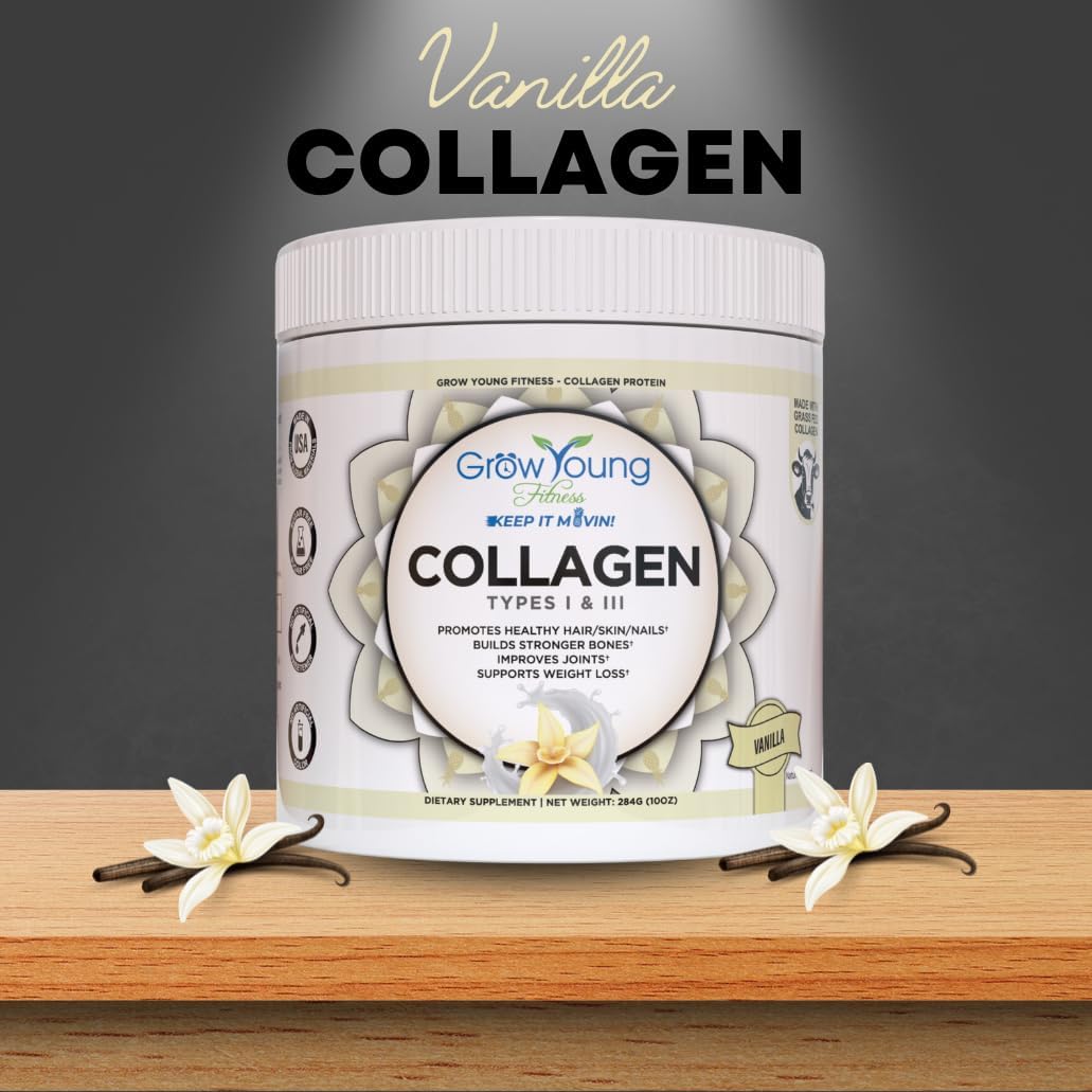 30-Day Supply: Grow Young Fitness Probiotic and Vanilla Collagen Bundle for Digestive Health, Skin, and Bones