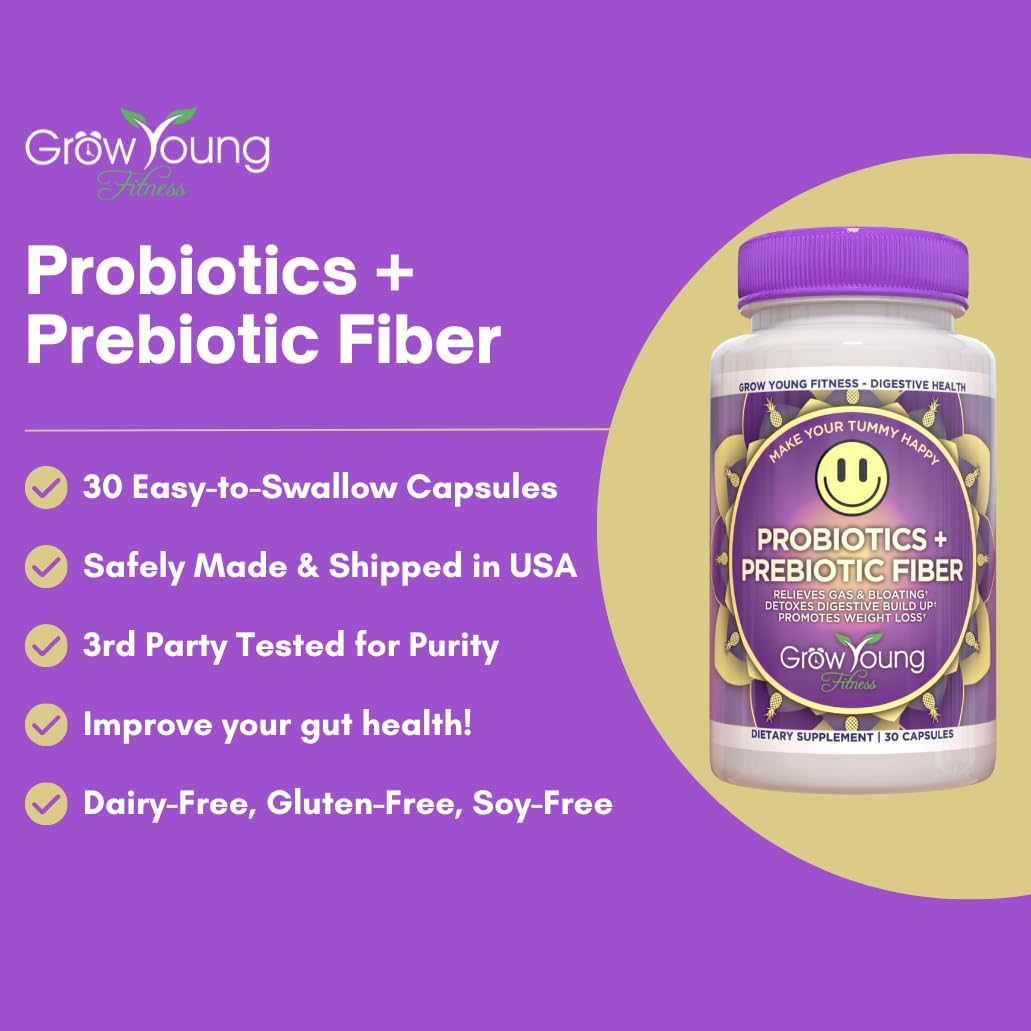 30-Day Supply: Grow Young Fitness Probiotic and Vanilla Collagen Bundle for Digestive Health, Skin, and Bones