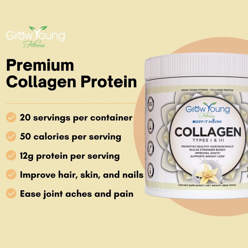 30-Day Supply: Grow Young Fitness Probiotic and Vanilla Collagen Bundle for Digestive Health, Skin, and Bones
