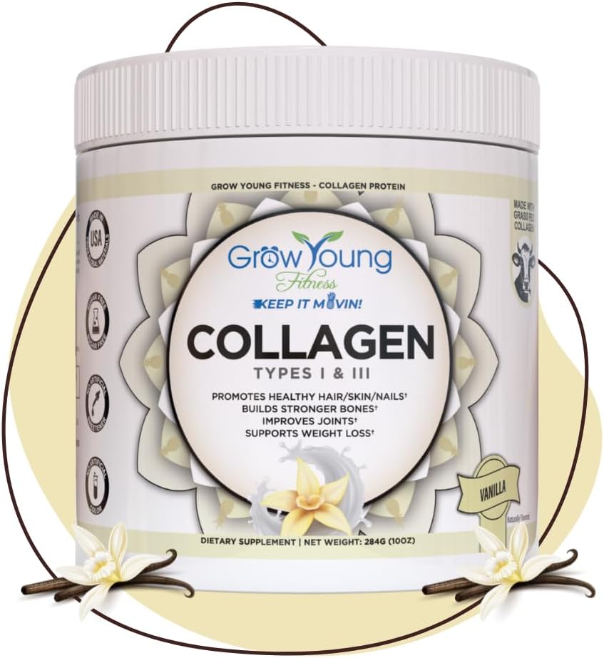 30-Day Supply: Grow Young Fitness Probiotic and Vanilla Collagen Bundle for Digestive Health, Skin, and Bones