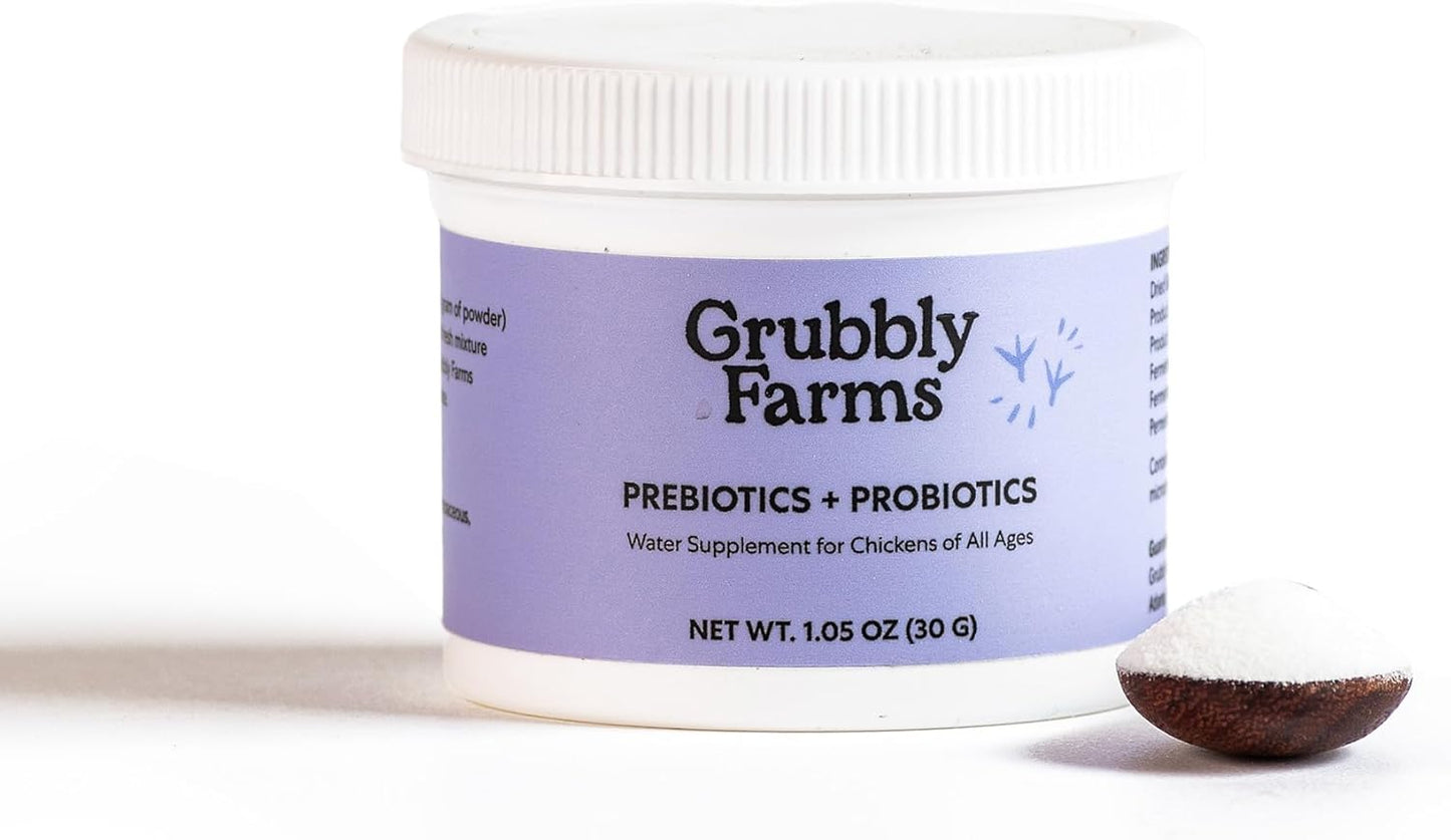 30-Day Supply of Grubbly Farms Prebiotics and Probiotics for Chickens