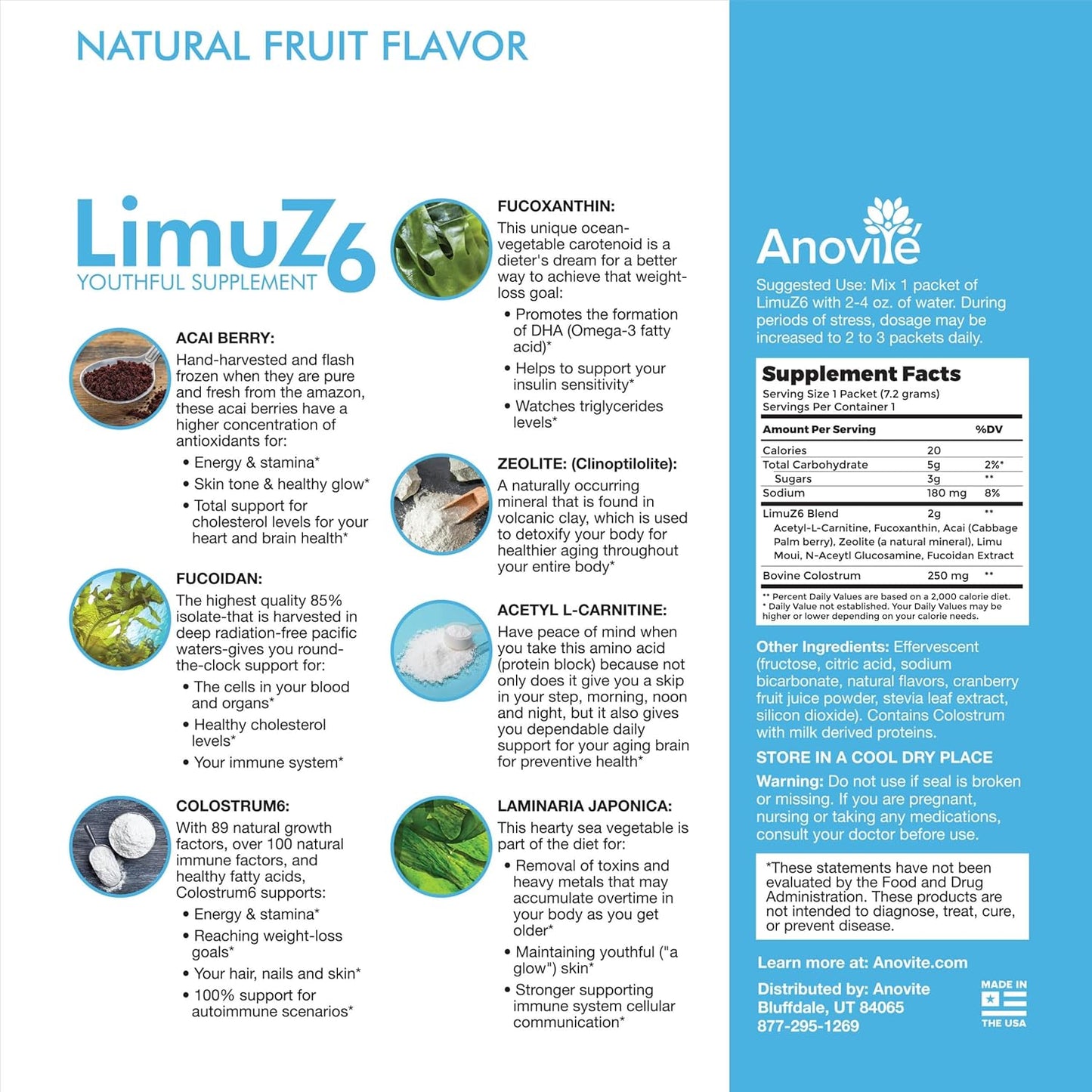 30 Packets of Fruit-Flavored Generic Colostrum LimuZ6 with Acai Berry