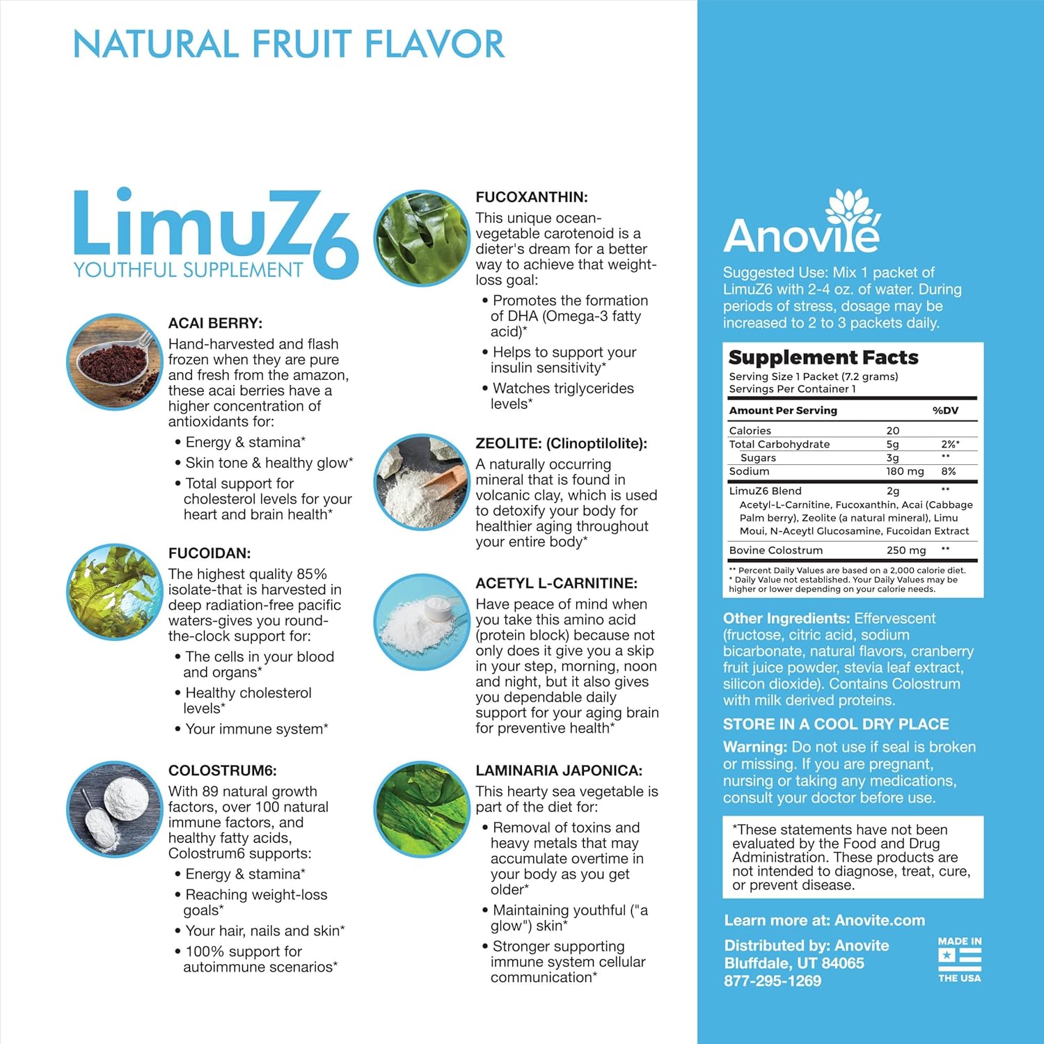 30 Packets of Fruit-Flavored Generic Colostrum LimuZ6 with Acai Berry