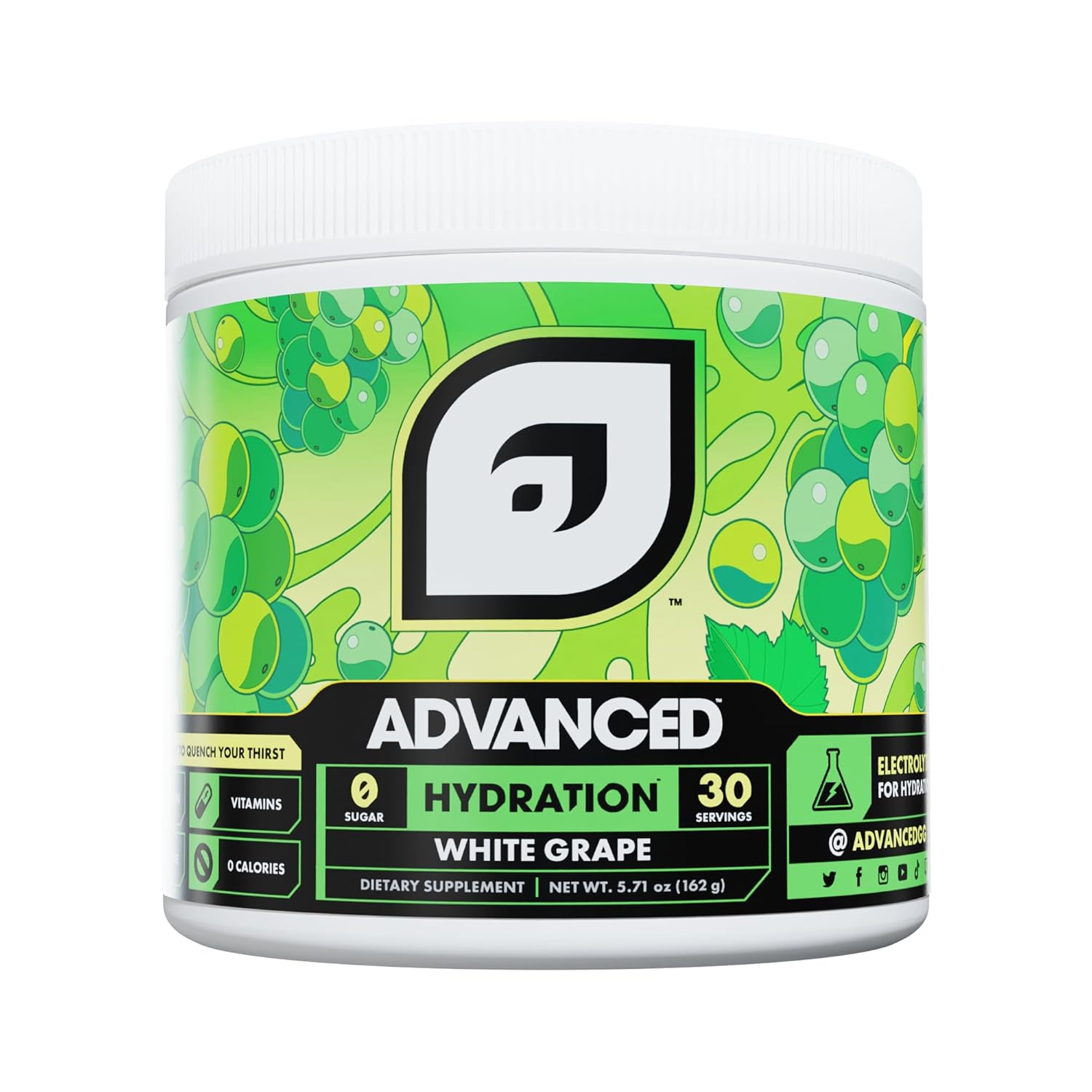 30-Serving White Grape Electrolyte Drink Mix with B Vitamins - Advanced Hydration Formula, Zero Calories, Sugar Free, Caffeine Free, Keto Friendly