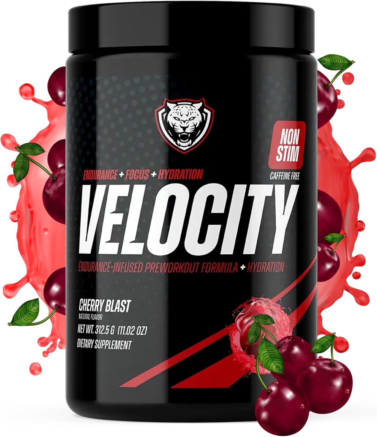30 Servings of 6AM Run Velocity Non-Stim Pre-Workout Powder (Cherry Blast Flavor, 312.5g)