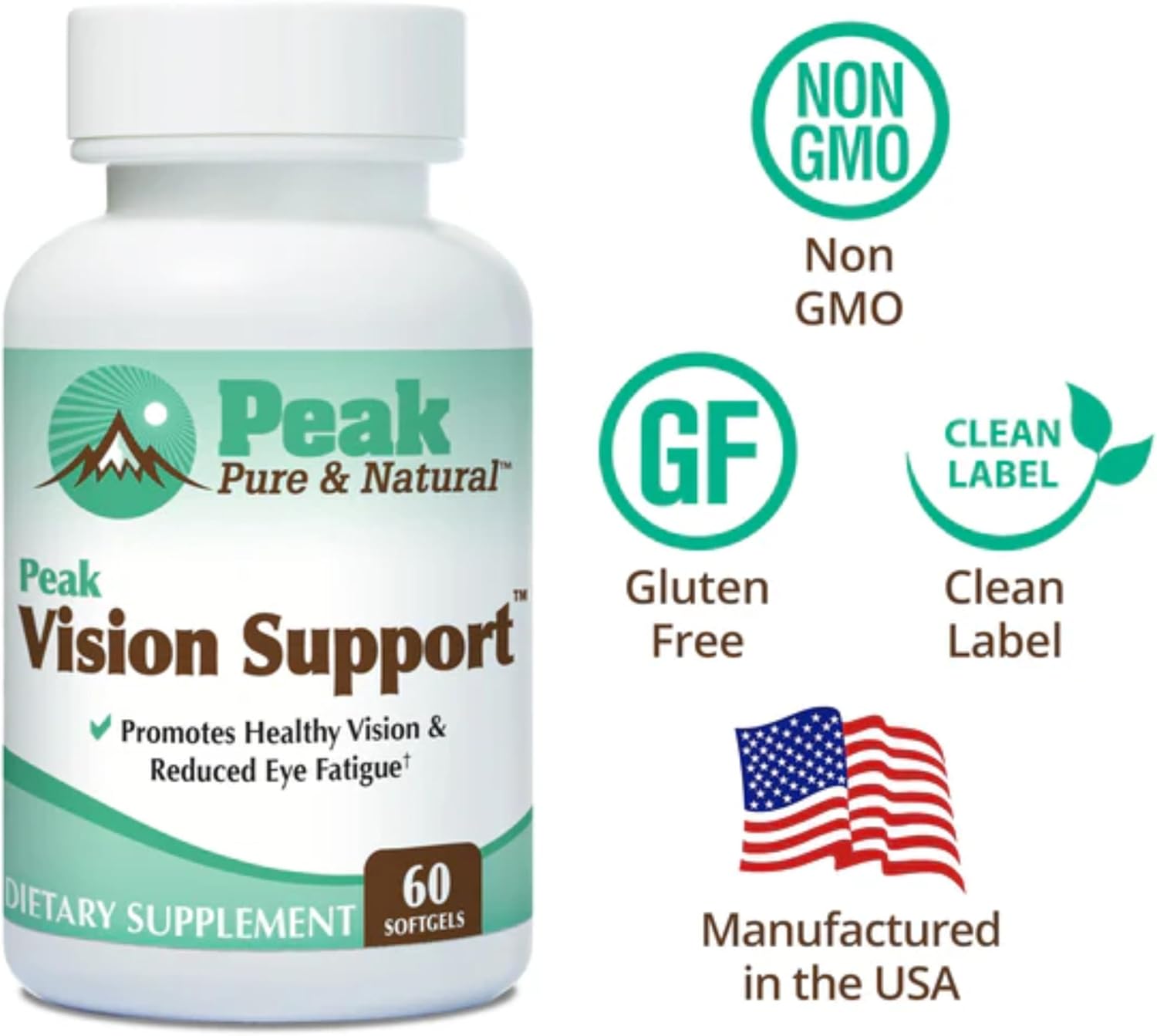 30 Servings of Peak Vision Support Eye Health Supplement with Lutein and Zeaxanthin - Natural Solution for Eye Fatigue, Blue Light Protection, and Clear Vision - Promotes Optimal Eye Health and Function
