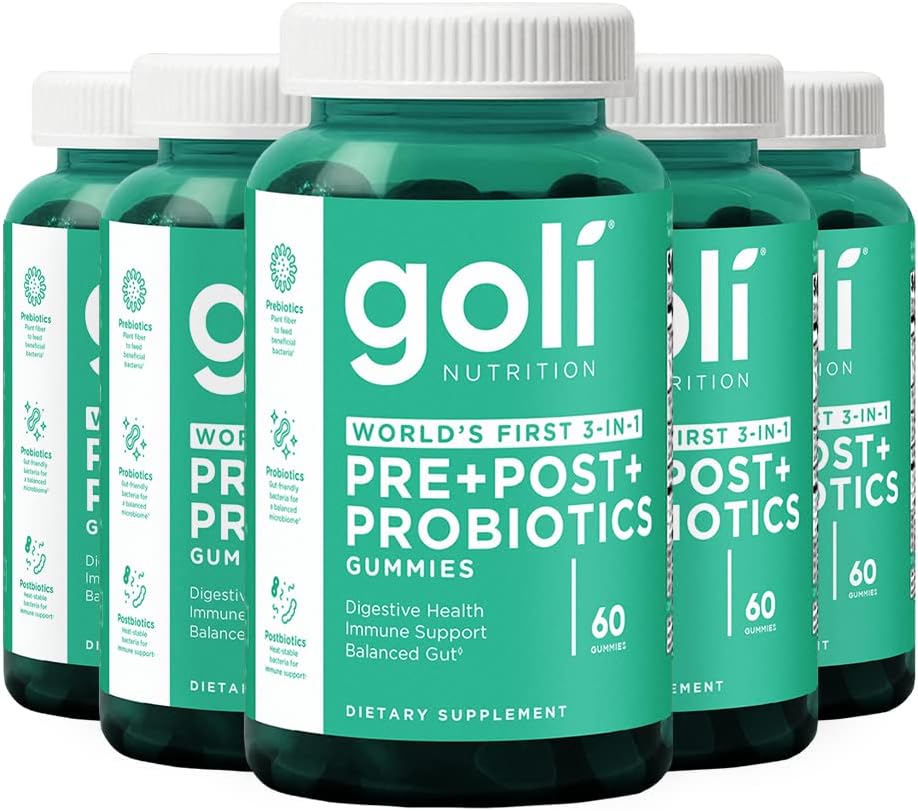 300 Count Goli Nutritional Supplement Gummies with Pre, Post, and Probiotics - Gluten-Free, Vegan, Non-GMO, Gelatin-Free