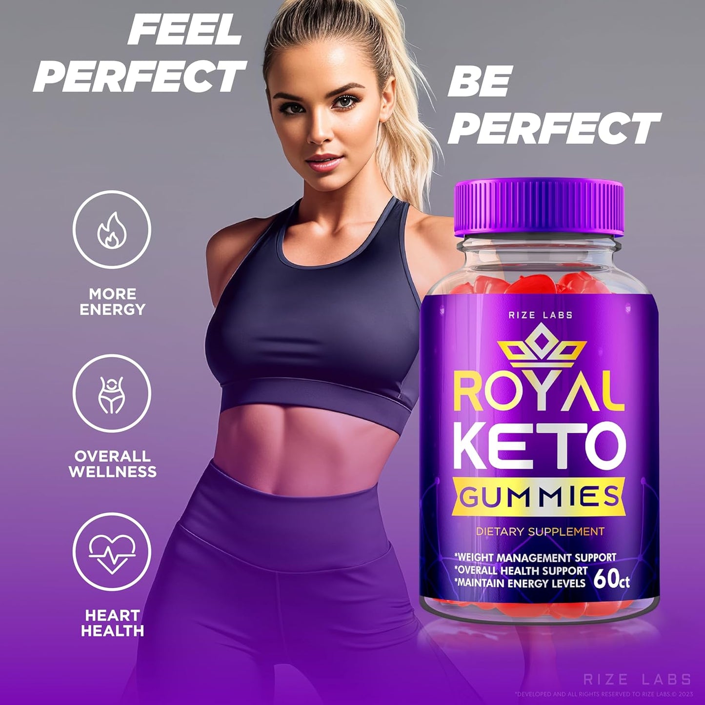 300 Count Rize Labs Royal Keto Gummies with ACV for  Slimming Formula  - Apple Cider Vinegar Gummies for Men & Women - Pack of 5
