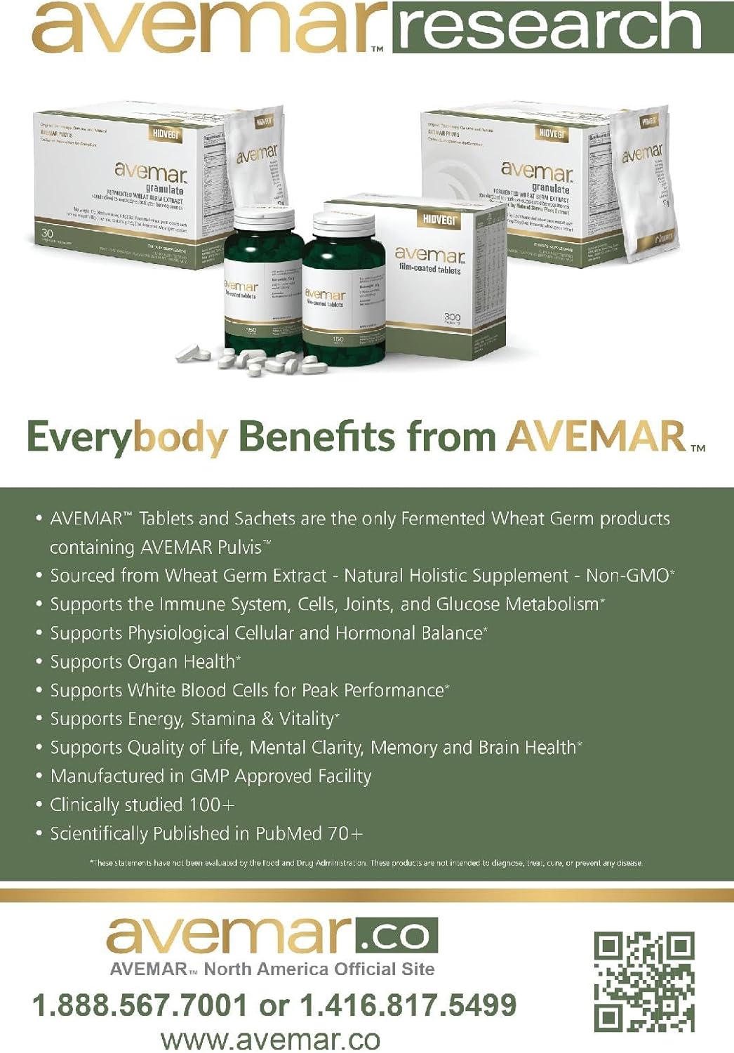 300 Tablets of Avemar Fermented Wheat Germ Extract with Spermidine for Immune & Cell Support, Energy Boost & Joint Health