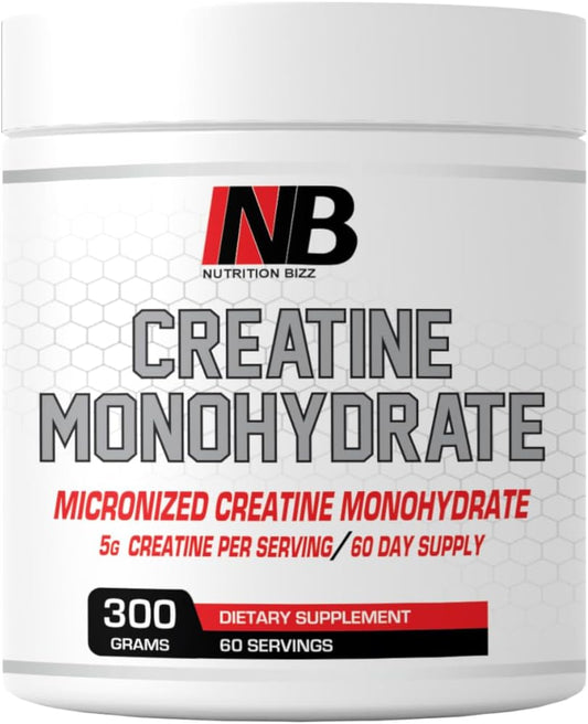 300g Micronized Creatine Monohydrate Powder - Unflavored, 60 Day Supply - 5g Creatine/Serving