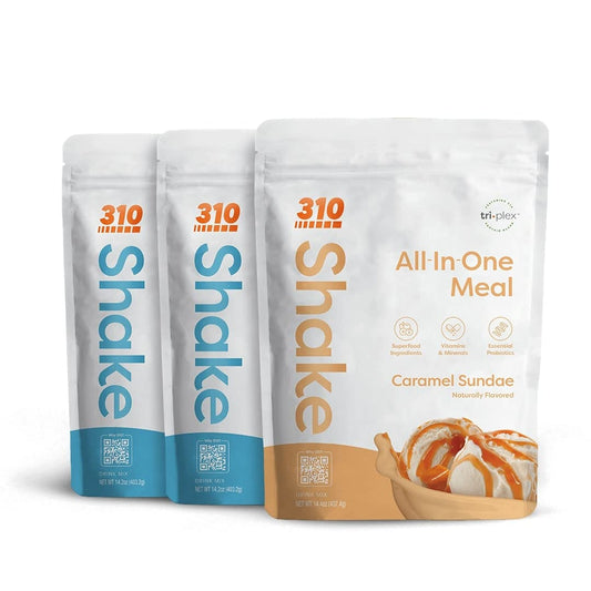 310 Nutrition All-In-One Meal Replacement Shake with Fiber Rich Vegan Superfood Blend, Natural Sweeteners, Low Carb, Keto & Paleo Friendly, Gluten Free - Triple Flavor Pack
