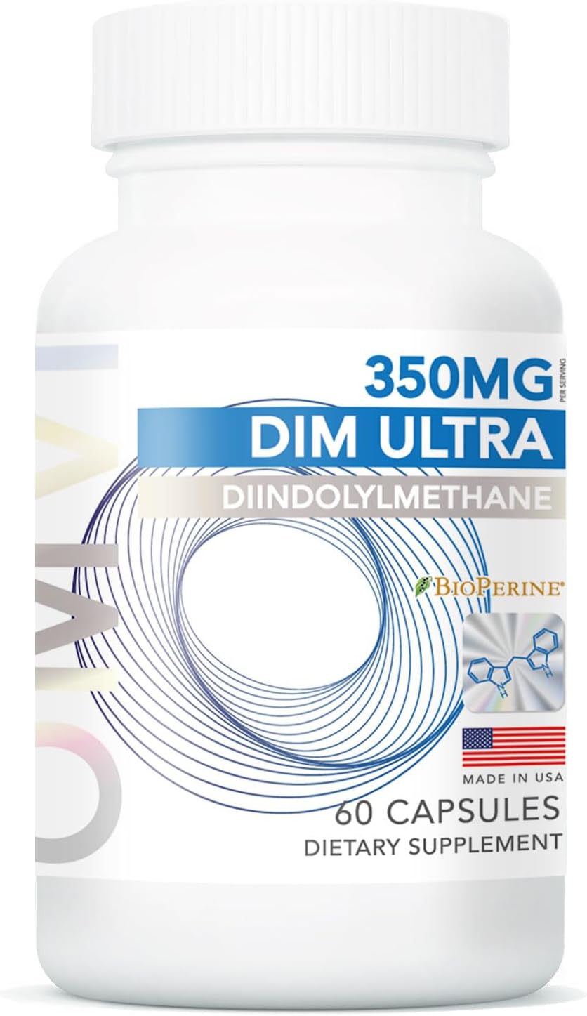 350mg DIM Ultra Supplement with Broccoli Extract & BioPerine - 60 Capsules by Omvi Formulas