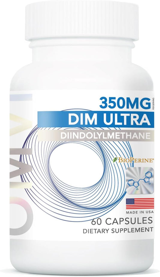 350mg DIM Ultra Supplement with Broccoli Extract & BioPerine - 60 Capsules by Omvi Formulas