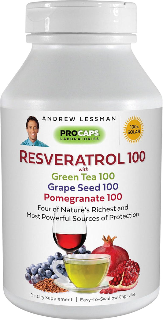 360 Capsules Andrew Lessman Resveratrol-100 with Green Tea, Grape Seed, and Pomegranate - Powerful Antioxidants