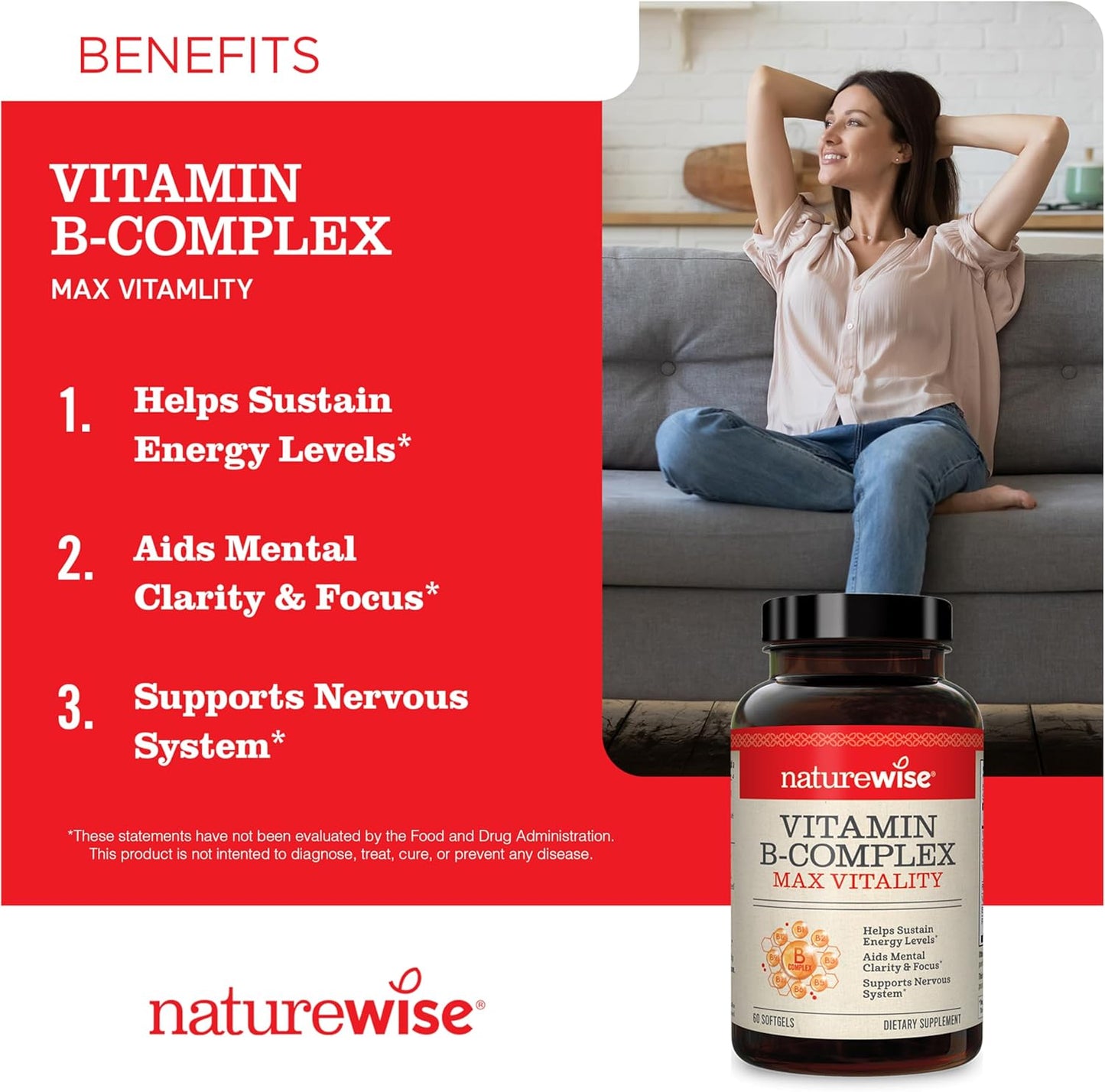 360 Count of NatureWise Vitamin D3 2000iu & 150 Softgels of Vitamin B Complex - Supports Muscle Function, Immune System, Energy, and Mental Clarity