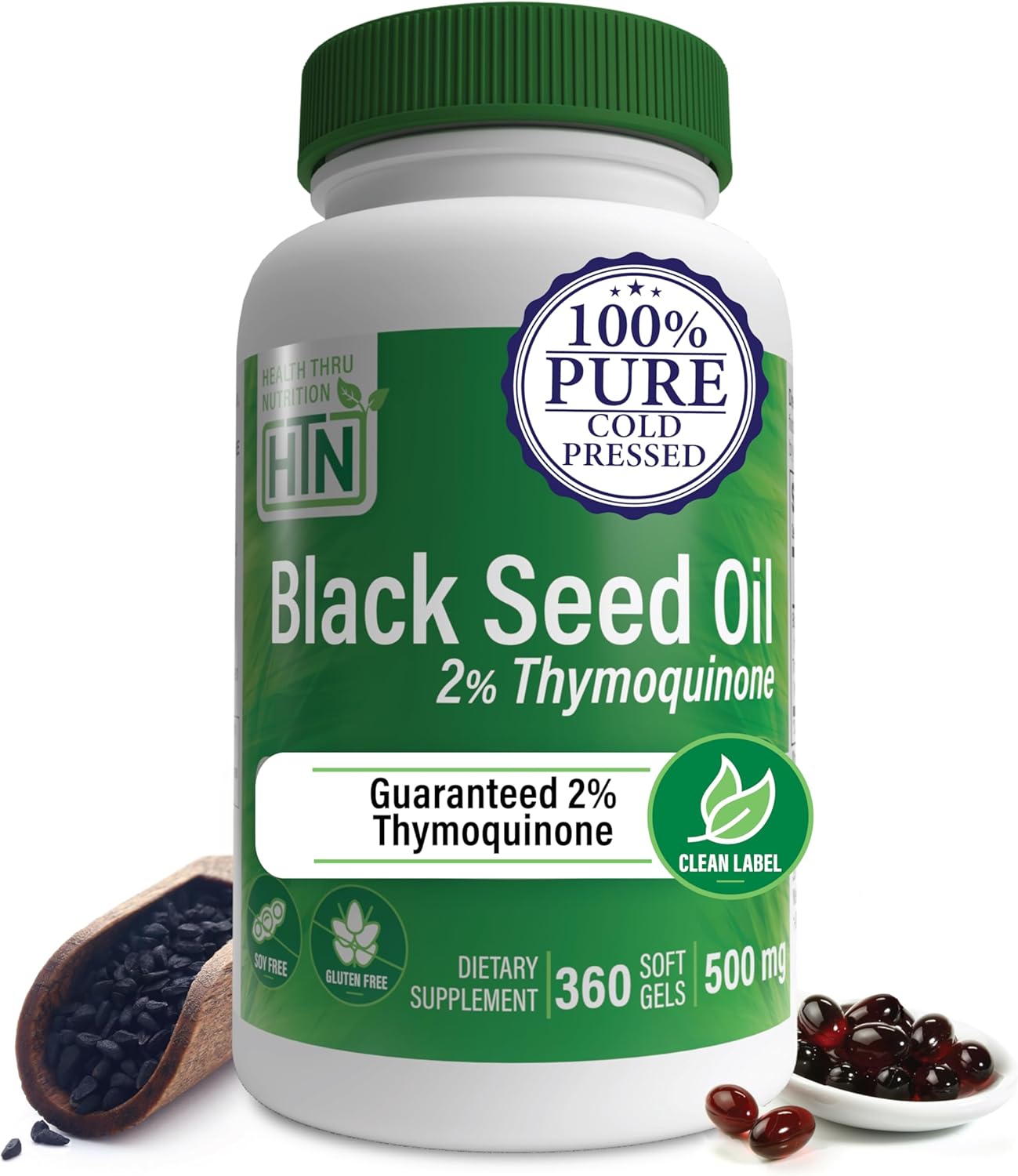360 Softgels of High Potency Black Seed Oil with 2% Thymoquinone | Cold Pressed, Organic, Non-GMO & Gluten-Free | 3rd Party Tested