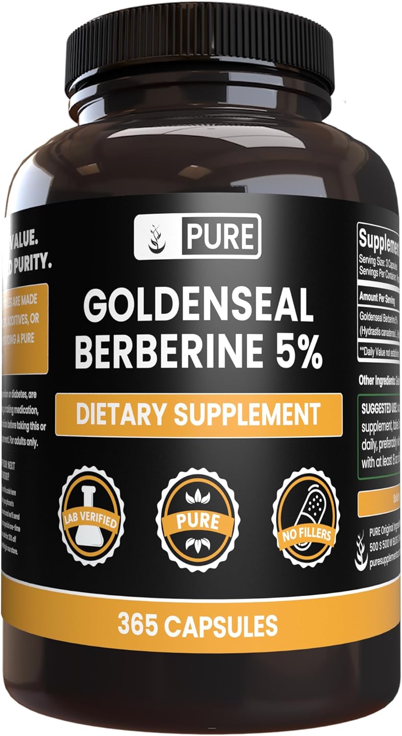 365 Count Goldenseal Berberine Capsules - Pure Ingredients, No Magnesium or Rice Fillers - Lab Verified Quality