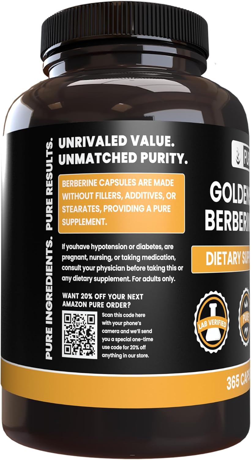 365 Count Goldenseal Berberine Capsules - Pure Ingredients, No Magnesium or Rice Fillers - Lab Verified Quality