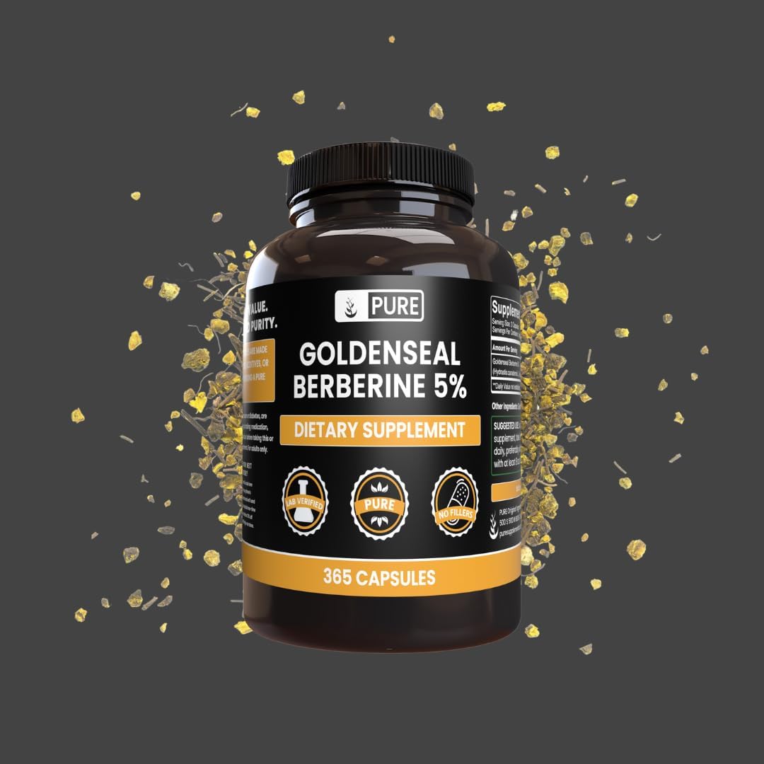 365 Count Goldenseal Berberine Capsules - Pure Ingredients, No Magnesium or Rice Fillers - Lab Verified Quality