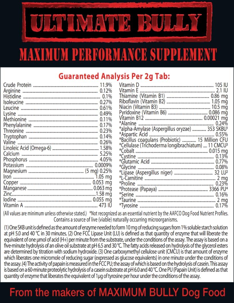 365 Tablet Ultimate Bully Performance Canine Supplement by Maximum Bully, Made in the USA