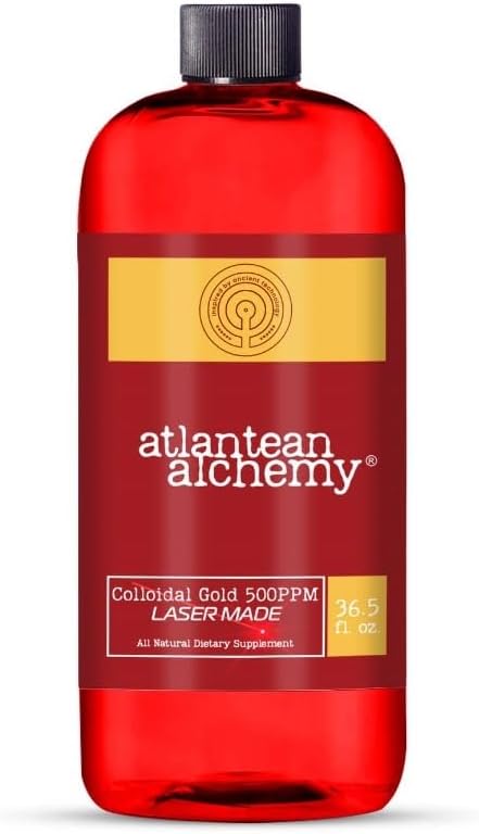 36.5oz Atlantean Alchemy Colloidal Gold 500PPM - High-Quality Laser Production