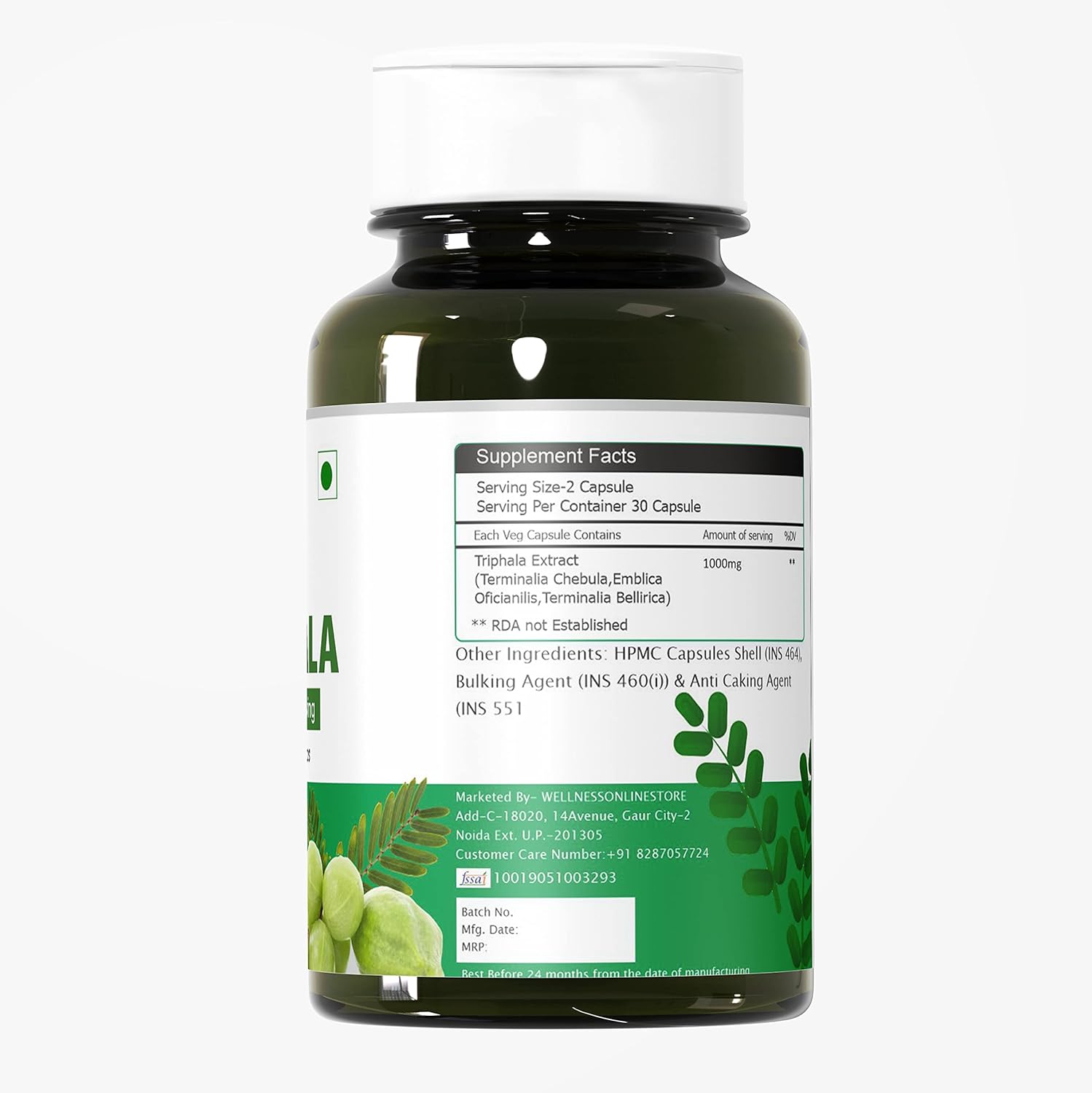 3elements Triphala 1000mg Capsules - Daily Detox, Cleanse, & Rejuvenate - Digestive & Colon Support - Immune System Boost - Adaptogen - Nutrient-Rich - Vegan & Gluten-Free
