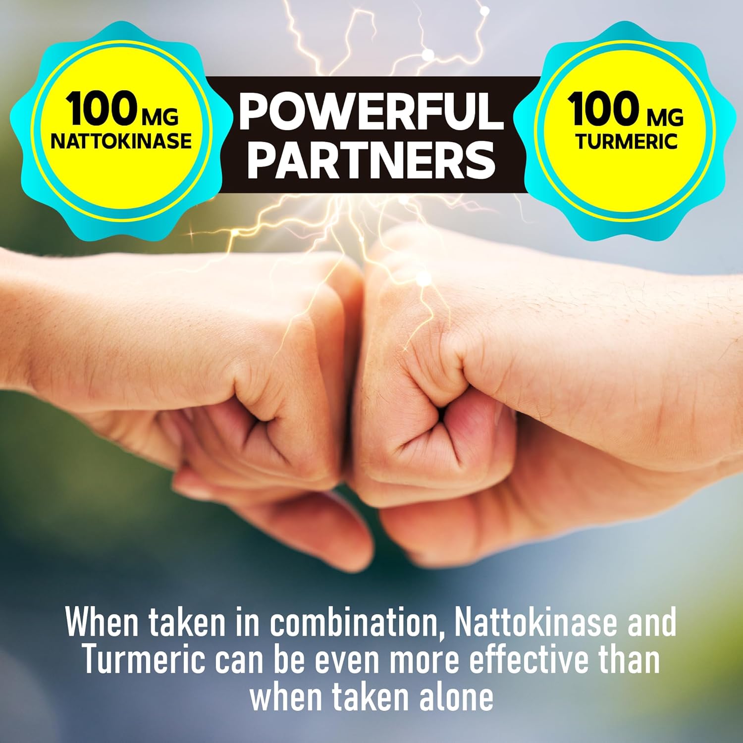 4-in-1 Nattokinase 2000 Fu, Turmeric, Bromelain, Serrapeptase Capsules for Body Balance, Circulation & Immune System - 120ct