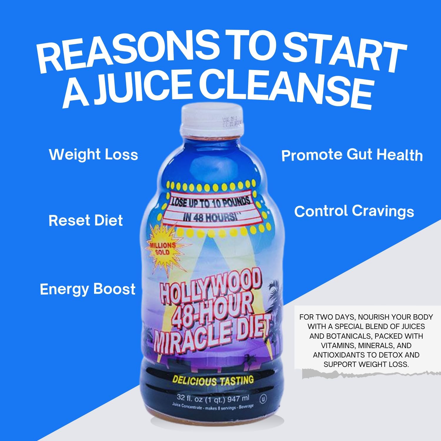 4-Pack Hollywood Diet 48-Hour Miracle Fruit Juice Cleanse - Detox &  Slimming Formula , Fast Acting & Delicious 32 Fl. Oz. Formula